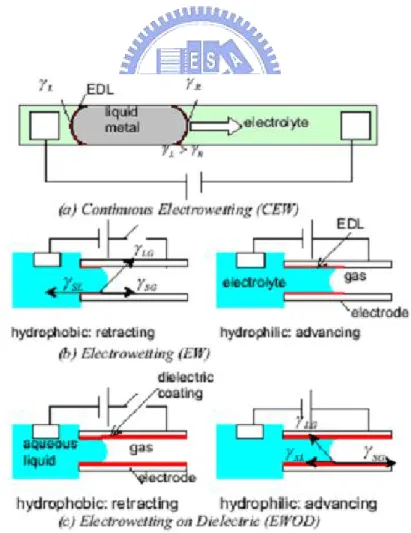 Fig. 1-2 Move liquid metal (mercury) in the electrolyte by CEW [5] 