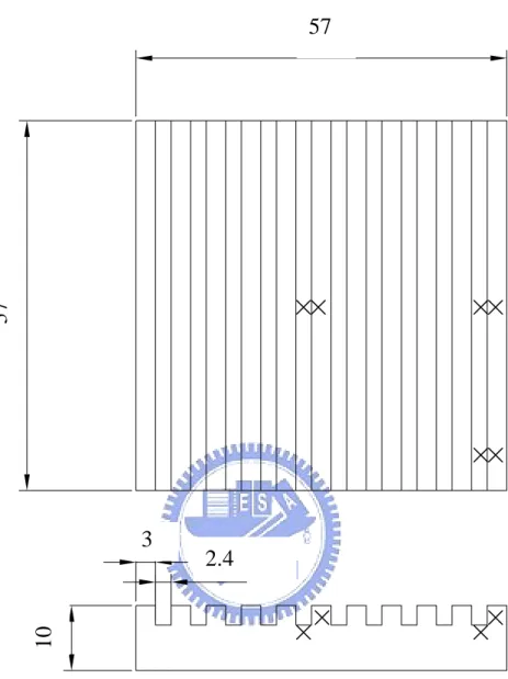 Fig 2.6 The details of the dimensions of the spreader grooved block. 