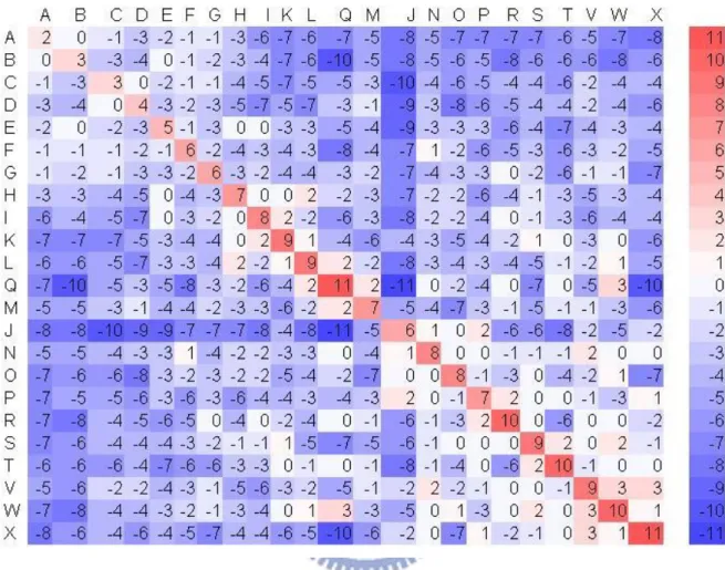 Figure 2-4. BLOSUM-like scoring matrix.   