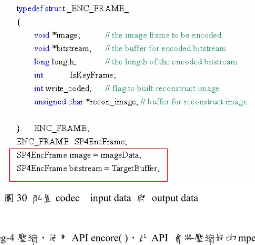 圖 30  配置 codec  input data 與 output data 