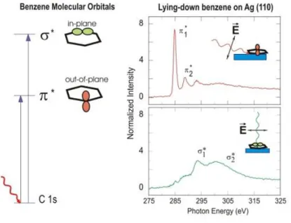 Fig. 2-13 Polarization dependent NEXAFS spectra of benzene chemisorbed on  Ag (110) 