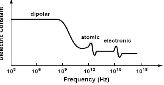 Figure 2. 8 Relationship between dielectric constant and applied electric field  frequency 