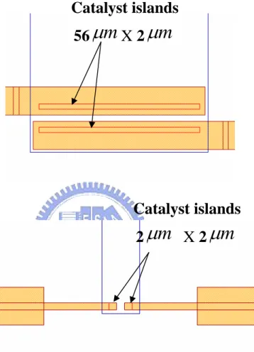 Figure 2.4 Two different catalyst islands design. 