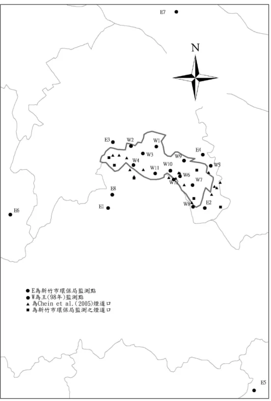 圖 2  新竹科學園區周界砷污染監測點及砷污染排放口 