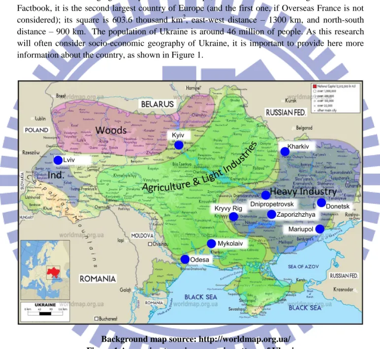 Figure 1 Approximate socio-economic pattern of Ukraine. 