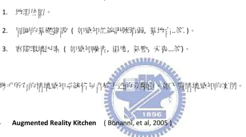 圖  15      Augmented Reality Kitchen    ( Bonanni, et al, 2005 ) 