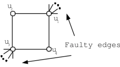 Figure 1.1: Illustration for the Q n with (2n-4) edge fault.