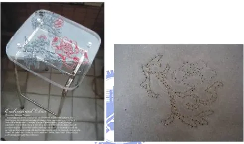 Fig 1.2 Embroidery Chair      Fig 1.3 Sewing pattern on concrete 