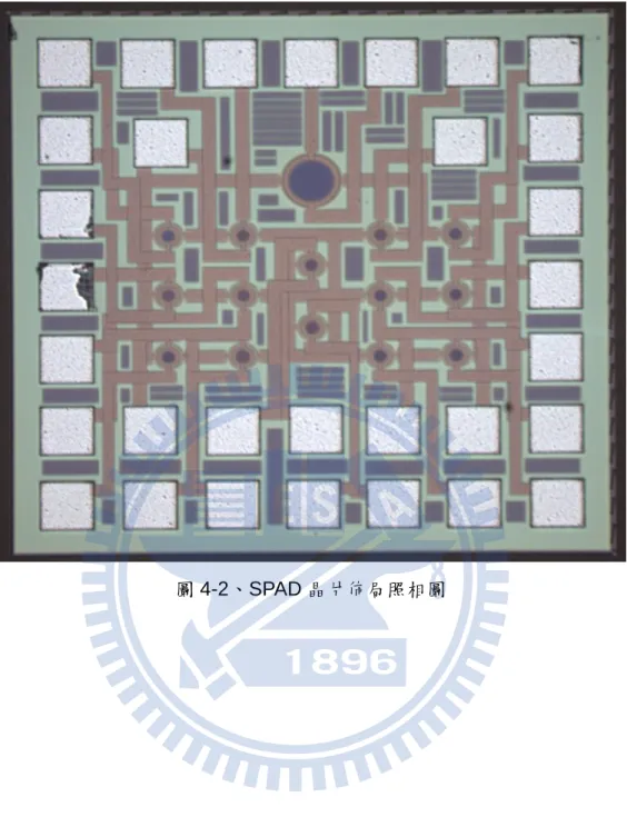 圖 4-2、SPAD 晶片佈局照相圖 