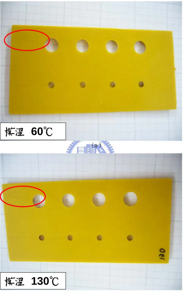 圖 3.5 ASA＋金屬鋁粉於模具溫度（a）60℃（b）130℃成形之試片