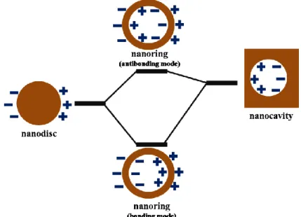 Figure 1.7: An energy level diagram of plasmon hybridization in nanoring   
