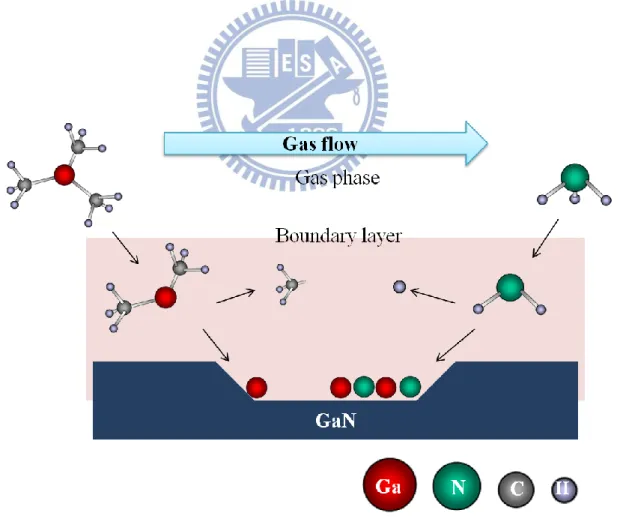 Figure 3.1.1 MOCVD Growth Mechanisms 