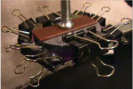 Figure 3. 4.   C-clamp and small clamps for fixing four point bending sample 