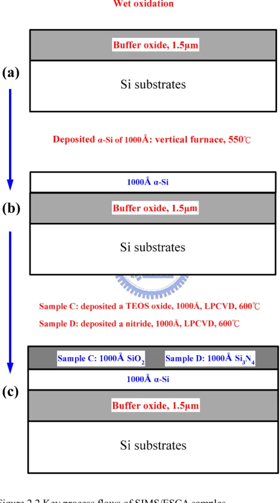 Figure 2.2 Key process flows of SIMS/ESCA samples. 