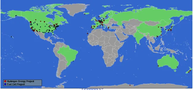 Figure 5 Location of the hydrogen and fuel cell demonstration projects 