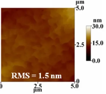 Figure 4.2 Surface morphology of overgrown GaN NPs template scanned by  AFM. 