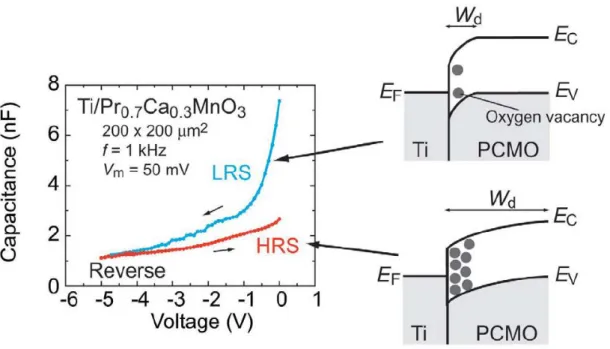 Figure 2-17 Schottky barrier model and Schematic view of the model [18] 