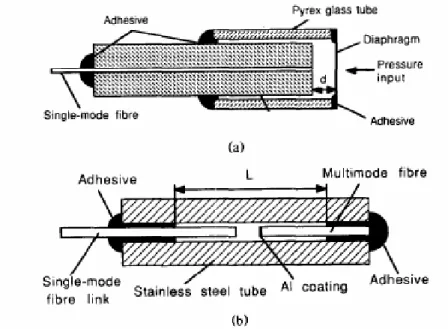 圖 3.20    Fabry-Perot 壓力感測器示意圖(摘自 Rao et al., 1994) 