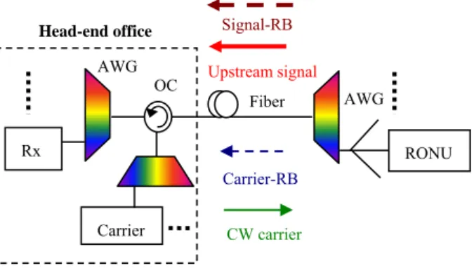 Fig. 1. Schematic of WDM PON using centralized light source. 