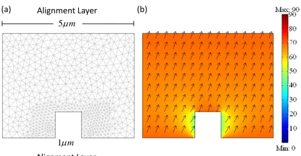 Figure 2-4. The simulation structure with a square of defect. (a) The mesh plot. 