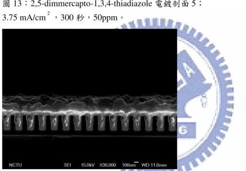 圖 14：2,5-dimmercapto-1,3,4-thiadiazole 電鍍剖面 6； 