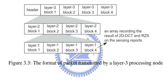 Figure 3.3: The format of packet transmitted by a layer-3 processing node.