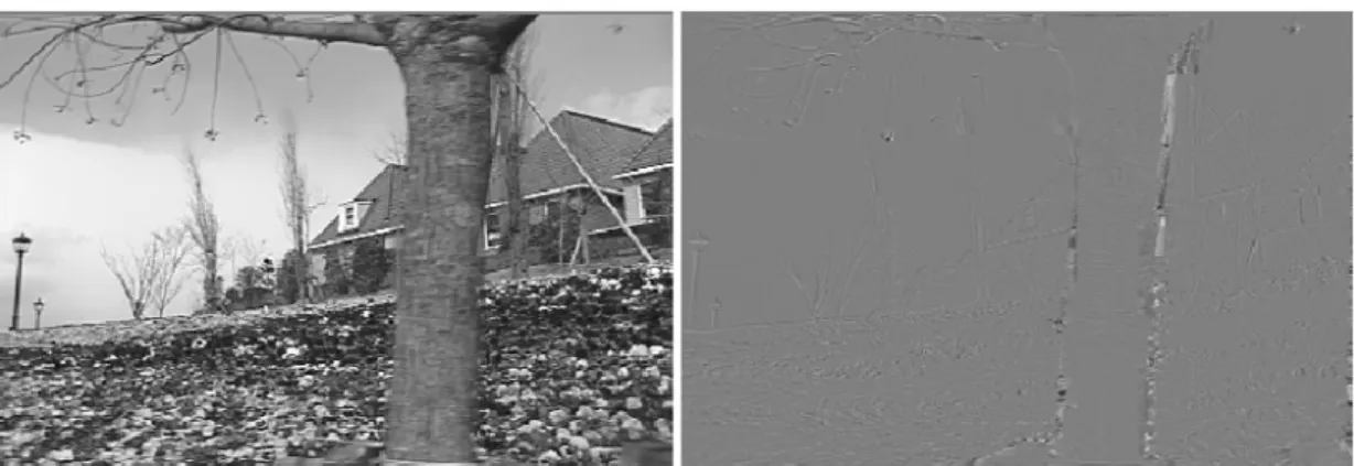 Figure 2-4 Temporal filtering with motion compensation (left: low pass, right: high  pass)