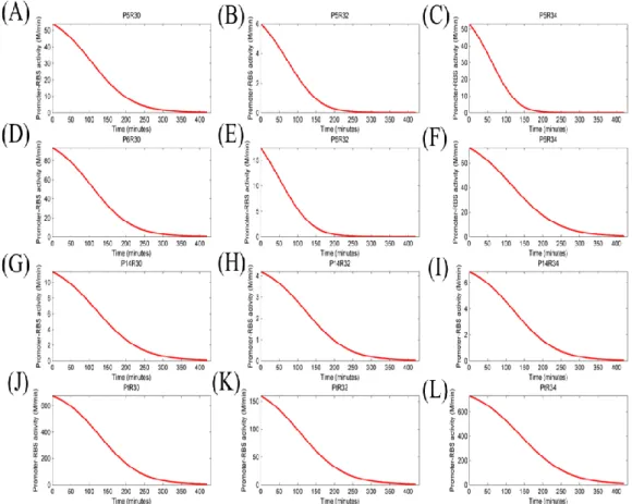 Figure 8: The activity of different promoter-RBS devices changed with time.   