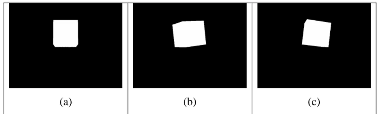 Fig. 2.9. Three distinct images I 0 , I 3  and I 7  of the tilted cube taken at 0, 120 and 280  degrees