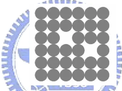 Fig. 1.7 A ball-model drawing showing the missing atoms from the sites, leaving behind empty  spaces (or vacant sites)