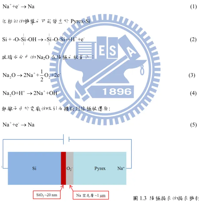 圖 1.3  陽極接合的接合機制 
