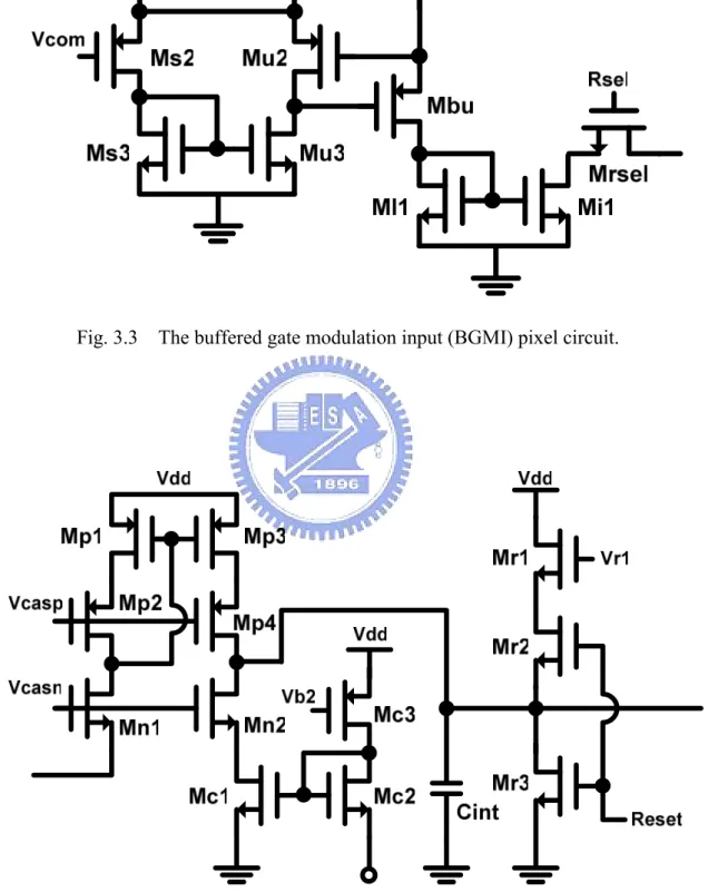 Fig. 3.4    The shared integration cell with current-mode background suppression. 