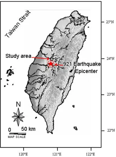 Figure 3.19. High-relief site is located in central Taiwan affected by the Chi-Chi  Earthquake