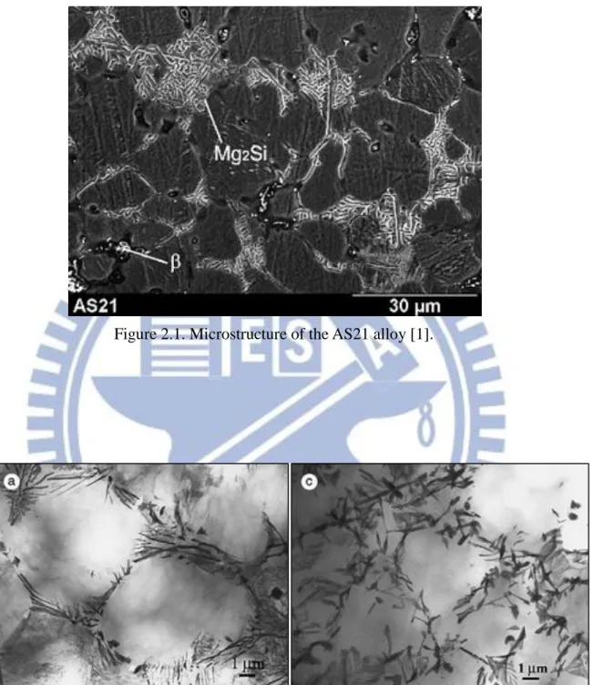 Figure 2.1. Microstructure of the AS21 alloy [1]. 