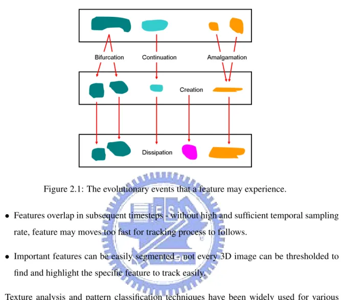 Figure 2.1: The evolutionary events that a feature may experience.