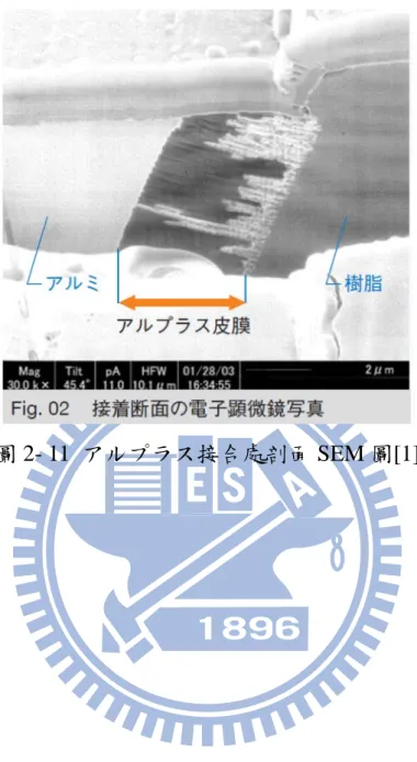圖 2- 11  アルプラス接合處剖面 SEM 圖[1] 