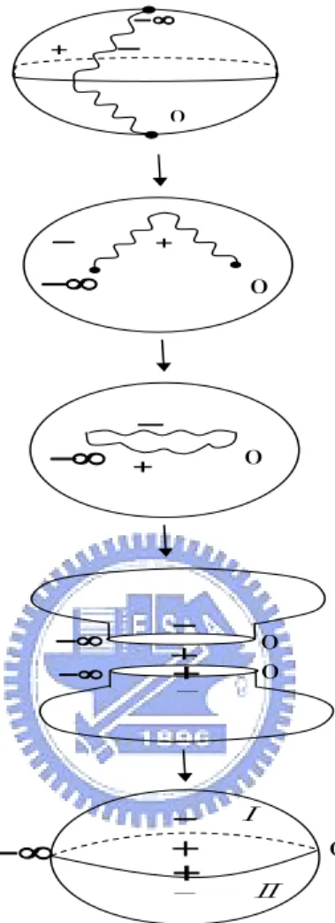 Figure 10: The geometric structure on Riemann surface of p(z) in horizontal cuts.