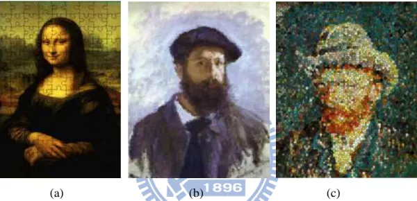 Figure  2.8  Art  images  created  by  Hsu  and  Tsai  [18].  (a)  A  digital  puzzle  image