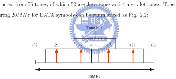 Figure 2.2: Tone format for 20M Hz channelization.