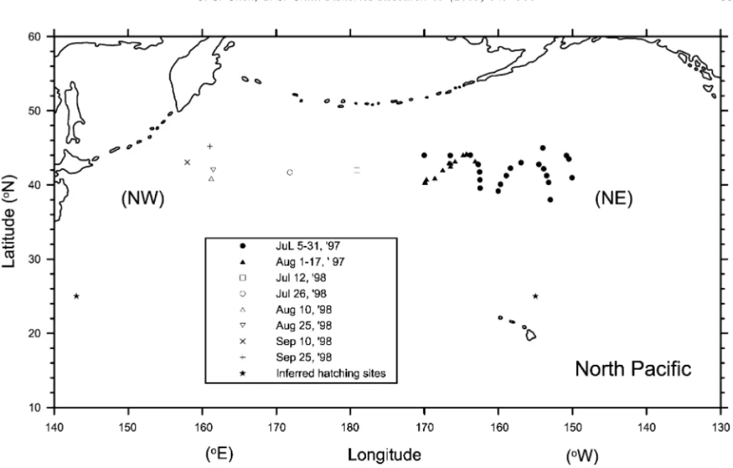 Fig. 1. Sampling localities of O. bartramii in the North Pacific.