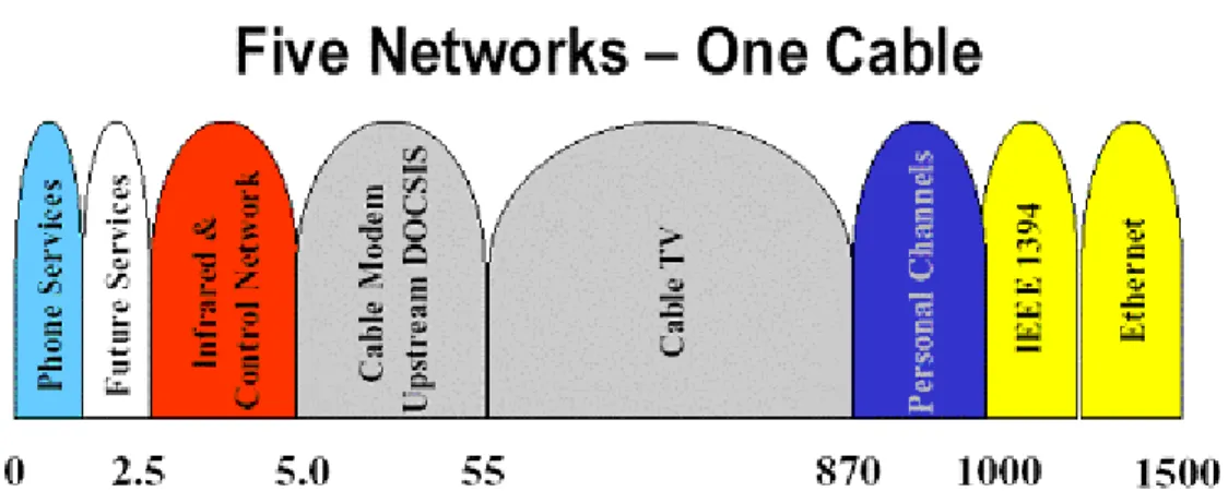 Figure 2.6: HomeCNA : Five Networks – one cable [18] 