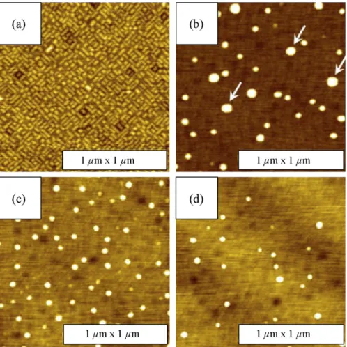 Fig. 1 illustrates the topographic evolution of 6.8 eq-MLs Ge dots grown at 550 8C with different C 2 H 4 -mediated duration