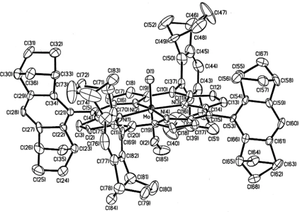 Fig. 1. ORTEP drawing of one of the two independent molecules of 1 in the crystal structure of 1·1.5MeOH with thermal ellipsoids drawn at the 30% probability level (hydrogen atoms are not shown).