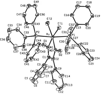 Fig. 1. View of the [Ru(PPh 3 ) 2 (H 2 dpg)Cl 2 ] molecule.