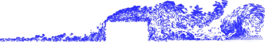 Figure 10: Numerical simulation of a uniform flow passing a rectangular dike (time