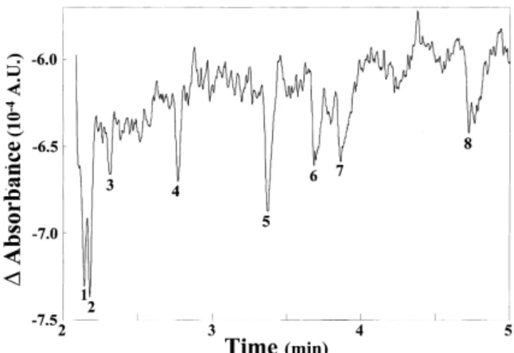 Fig. 5. Separation of eight analytes in 5 mM 8-hydroxyquinoline- 8-hydroxyquinoline-Fig