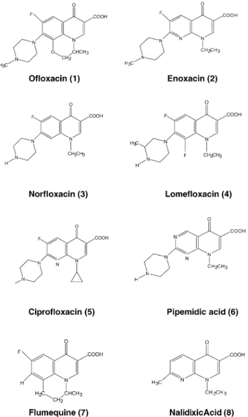 Fig. 1. Structures of the eight quinolones studied.