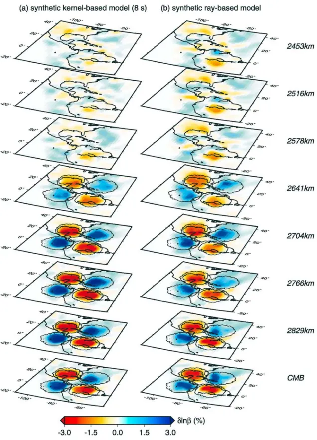 Figure 12. Resolution test using the available path coverage of differential travel time residuals