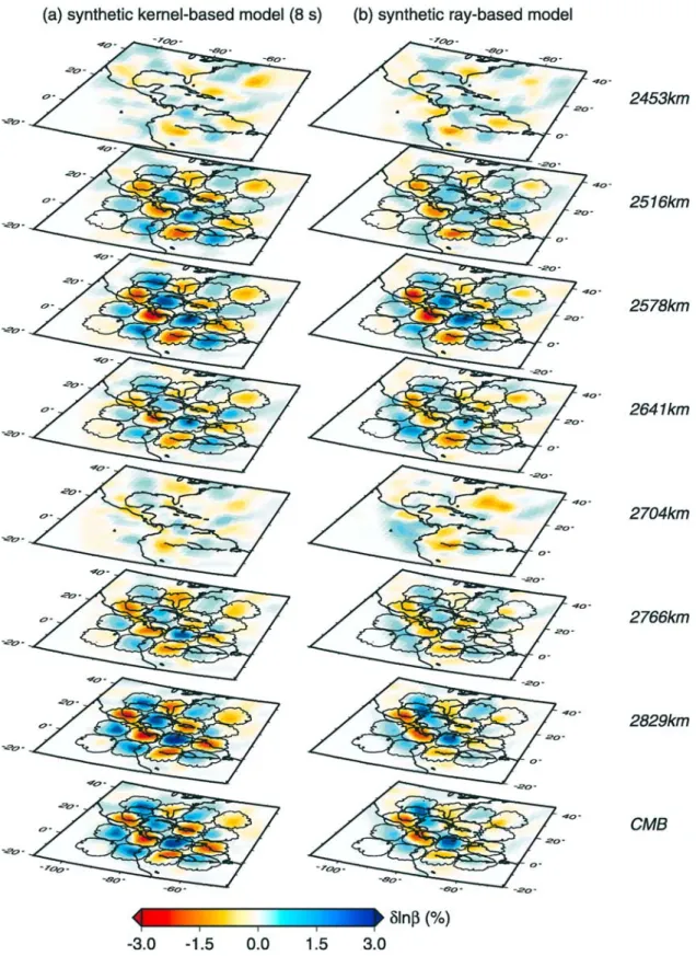 Figure 13. Resolution test using the available path coverage of differential travel time residuals