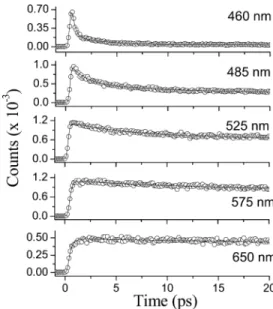 Figure 13. Time-resolved sum frequency signal of fluorescence and gate pulse (800 nm) for Ia in acetonitrile
